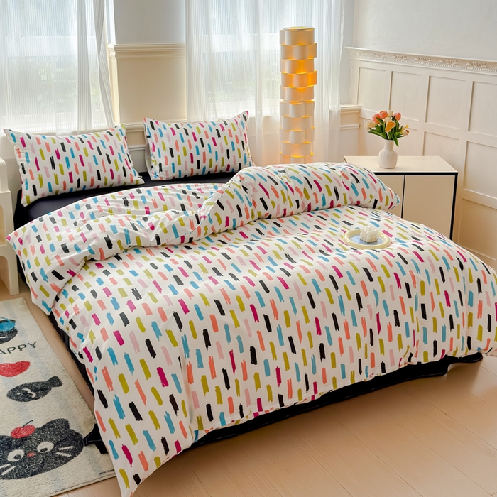 91家纺网 家纺一手货源 找家纺 感遇家纺 2026新款全棉数码印花简约系列四件套 童话镇