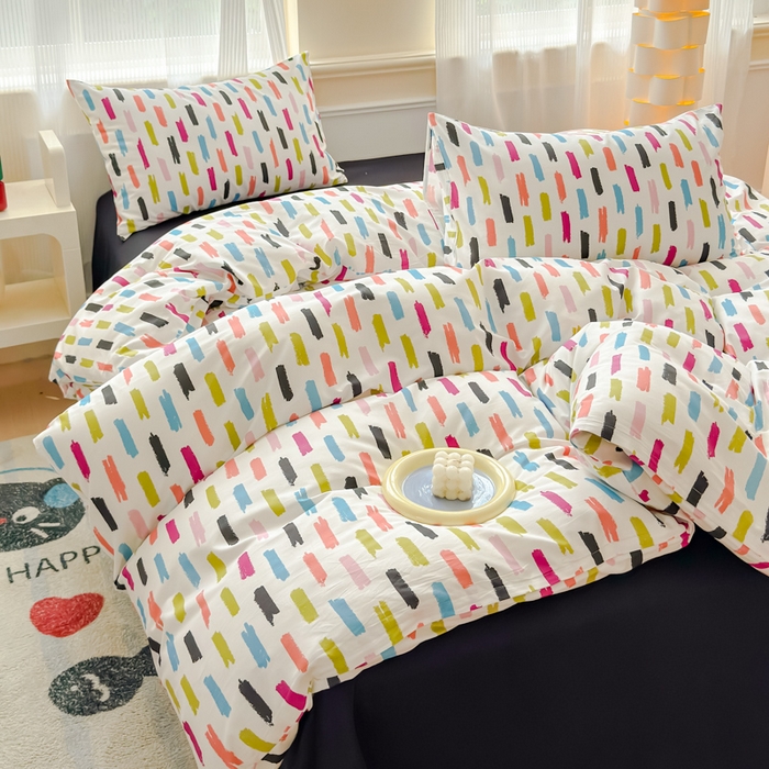 91家纺网 家纺一手货源 找家纺 感遇家纺 2026新款全棉数码印花简约系列四件套 童话镇