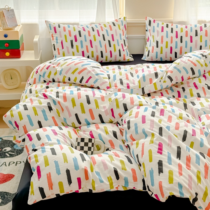 91家纺网 家纺一手货源 找家纺 感遇家纺 2026新款全棉数码印花简约系列四件套 童话镇