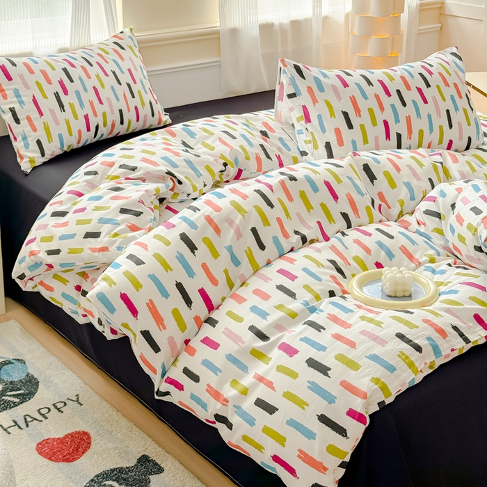 91家纺网 家纺一手货源 找家纺 感遇家纺 2026新款全棉数码印花简约系列四件套 童话镇