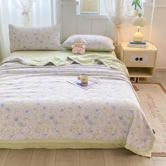 91家纺网 家纺一手货源 找家纺 延遥 2026新款水洗棉夏被夏凉被空调被薄被子直播爆款 铃兰信风