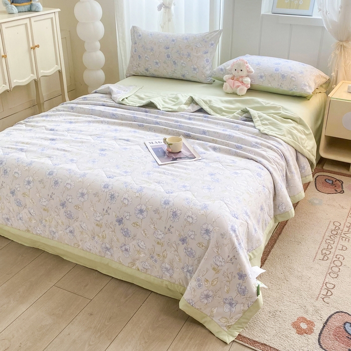 91家纺网 家纺一手货源 找家纺 延遥 2026新款水洗棉夏被夏凉被空调被薄被子直播爆款 铃兰信风