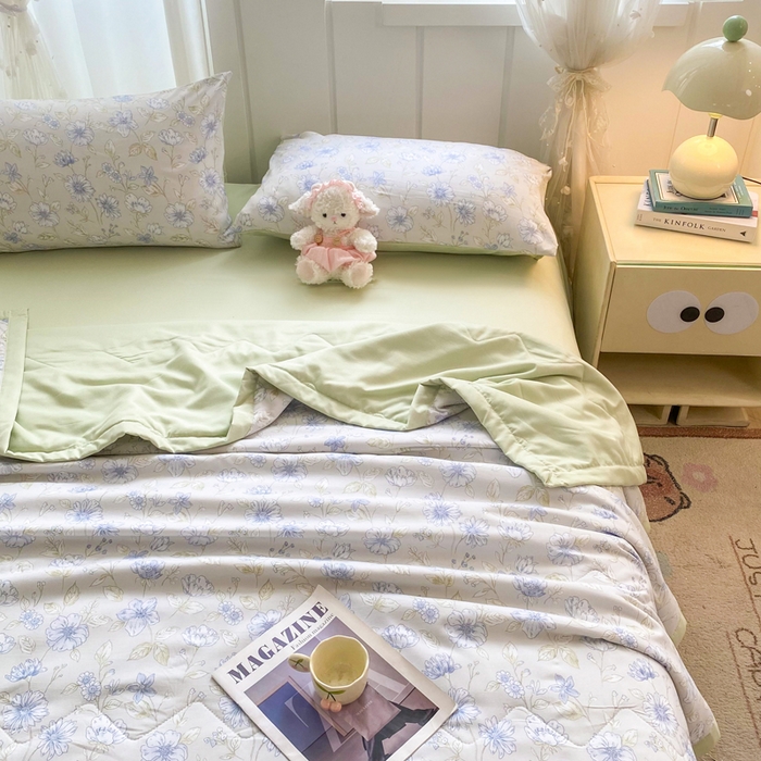 91家纺网 家纺一手货源 找家纺 延遥 2026新款水洗棉夏被夏凉被空调被薄被子直播爆款 铃兰信风