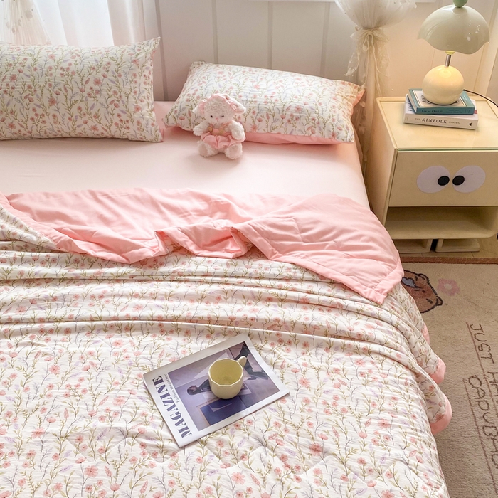 91家纺网 家纺一手货源 找家纺 延遥 2026新款水洗棉夏被夏凉被空调被薄被子直播爆款 春日花簇