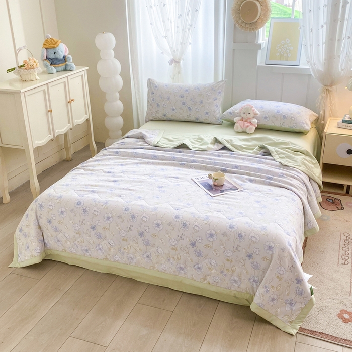 91家纺网 家纺一手货源 找家纺 延遥 2026新款水洗棉夏被夏凉被空调被薄被子直播爆款 铃兰信风