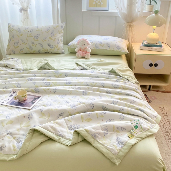 91家纺网 家纺一手货源 找家纺 延遥 2026新款水洗棉夏被夏凉被空调被薄被子直播爆款 浪漫薰衣