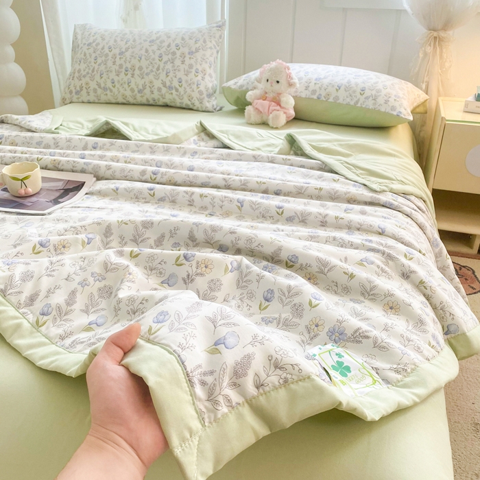 91家纺网 家纺一手货源 找家纺 延遥 2026新款水洗棉夏被夏凉被空调被薄被子直播爆款 浅雾花涧