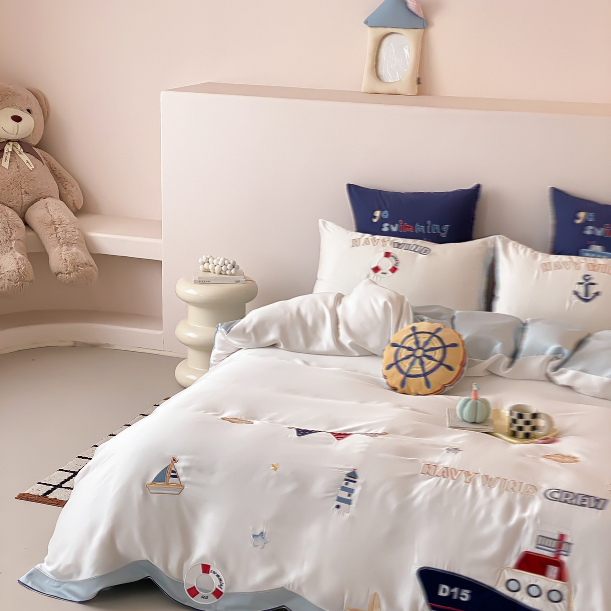 91家纺网 家纺一手货源 找家纺 （总）星野 2026新款60S兰精天丝刺绣贴布绣四件套-深海大冒险