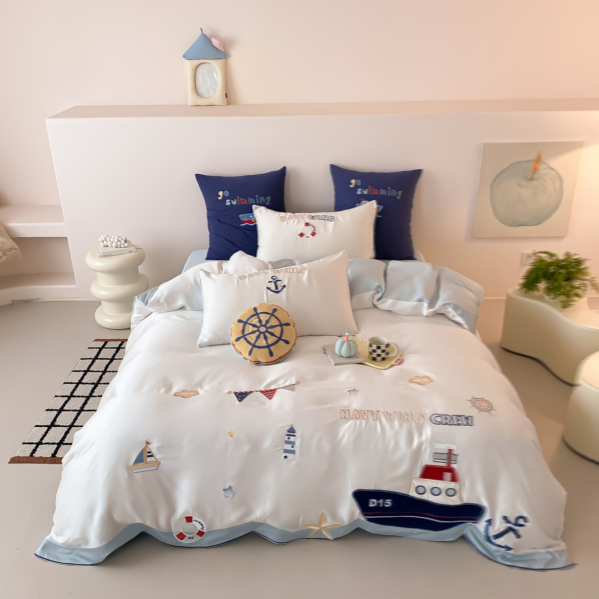 91家纺网 家纺一手货源 找家纺 （总）星野 2026新款60S兰精天丝刺绣贴布绣四件套-深海大冒险