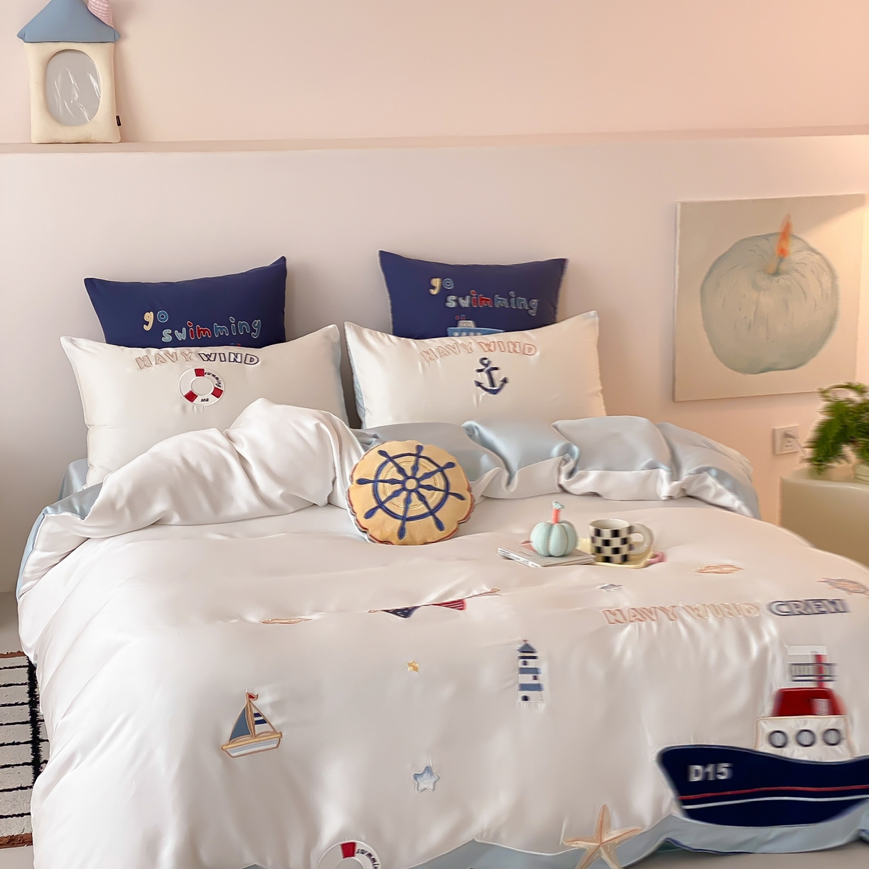 91家纺网 家纺一手货源 找家纺 （总）星野 2026新款60S兰精天丝刺绣贴布绣四件套-深海大冒险