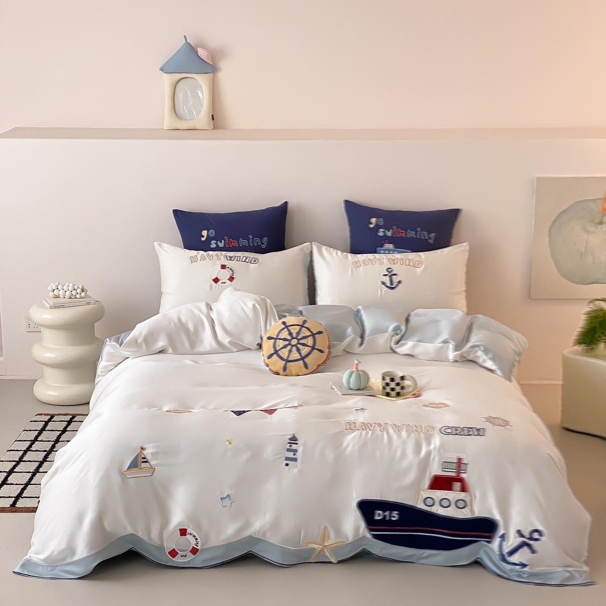 91家纺网 家纺一手货源 找家纺 （总）星野 2026新款60S兰精天丝刺绣贴布绣四件套-深海大冒险