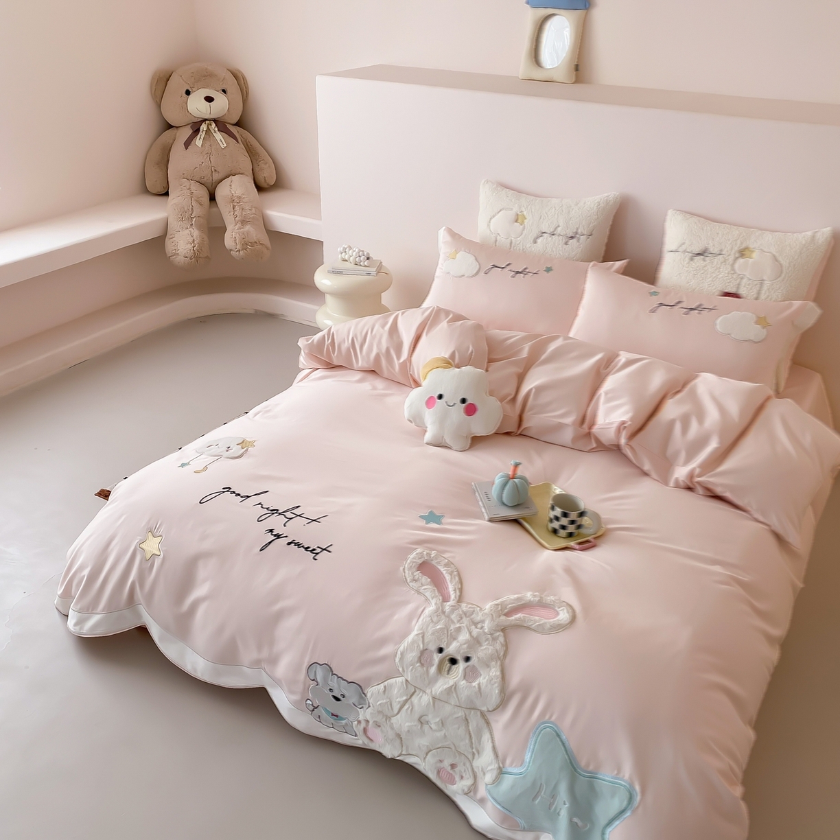 91家纺网 家纺一手货源 找家纺 （总）星野 2026新款100支双股澳棉全棉纯棉四件套-星月兔