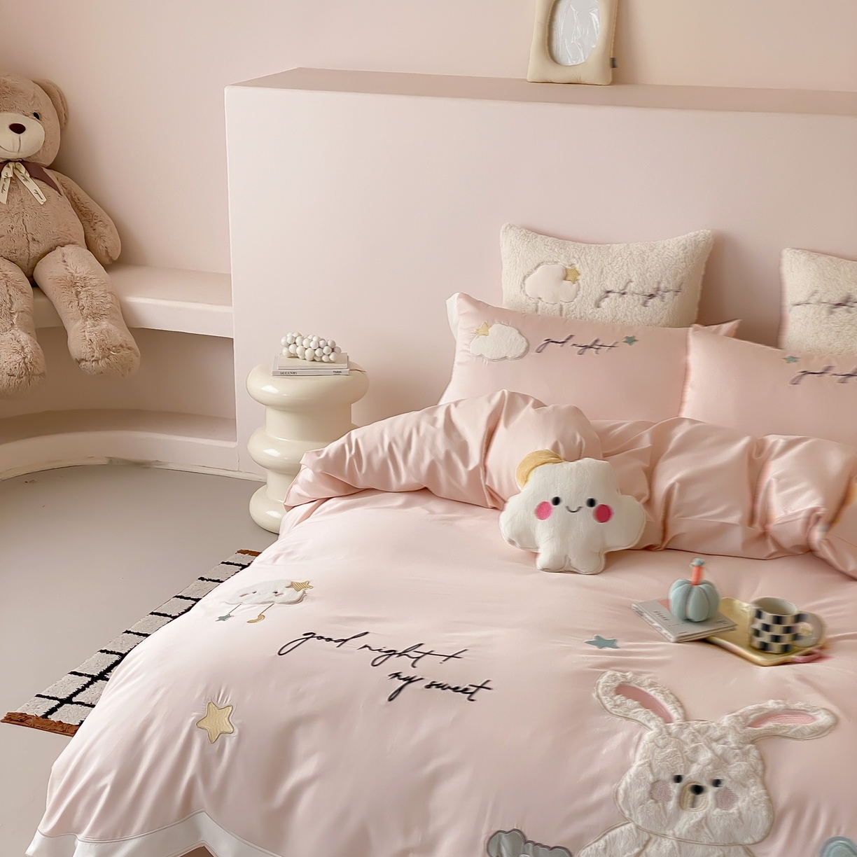 91家纺网 家纺一手货源 找家纺 （总）星野 2026新款100支双股澳棉全棉纯棉四件套-星月兔