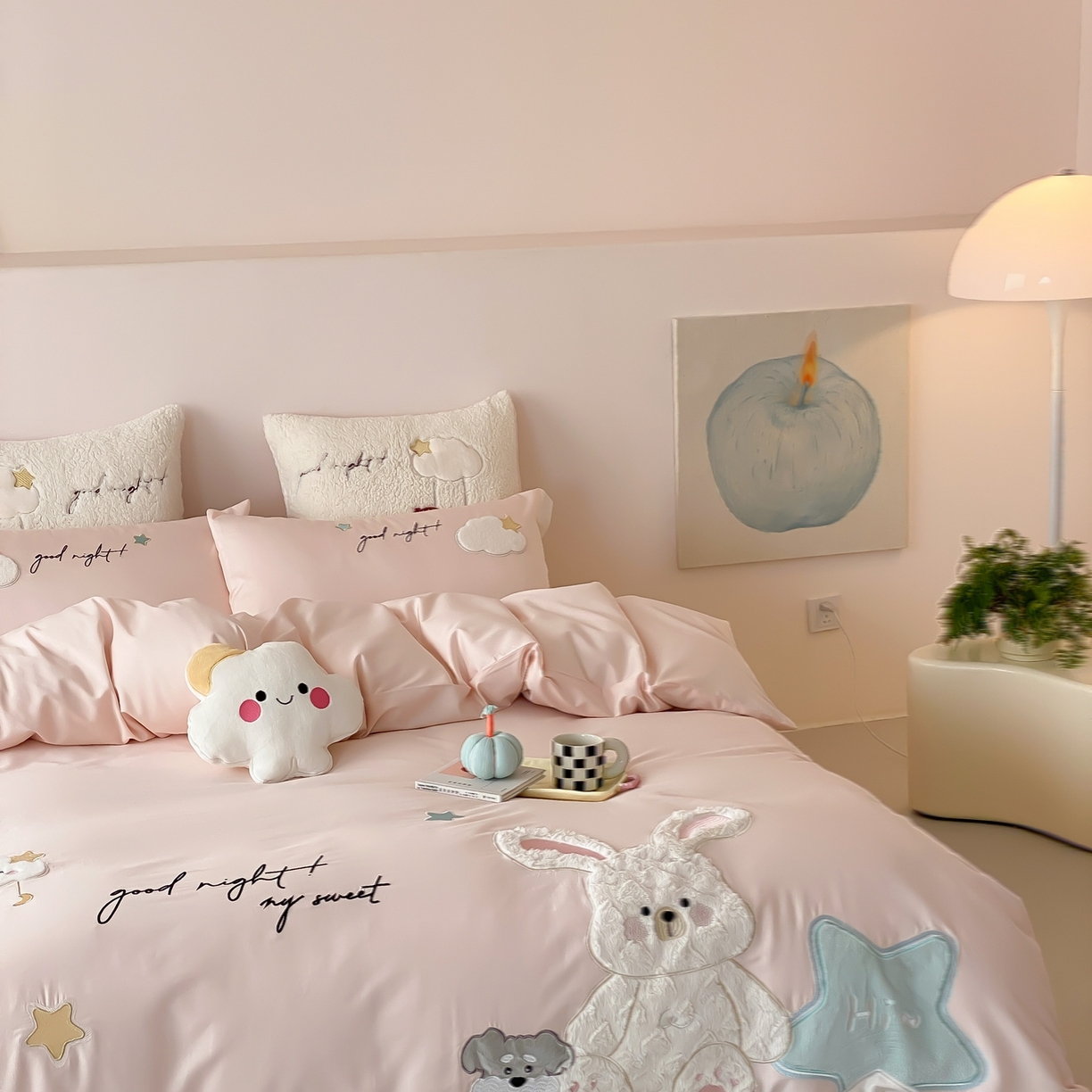 91家纺网 家纺一手货源 找家纺 （总）星野 2026新款100支双股澳棉全棉纯棉四件套-星月兔