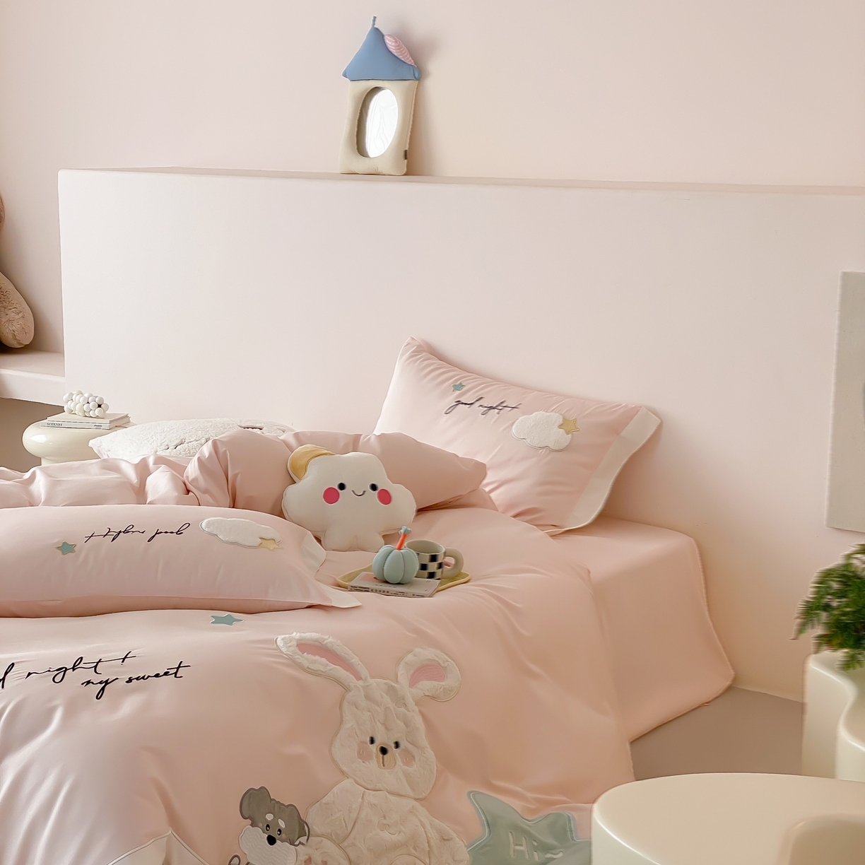 91家纺网 家纺一手货源 找家纺 （总）星野 2026新款100支双股澳棉全棉纯棉四件套-星月兔