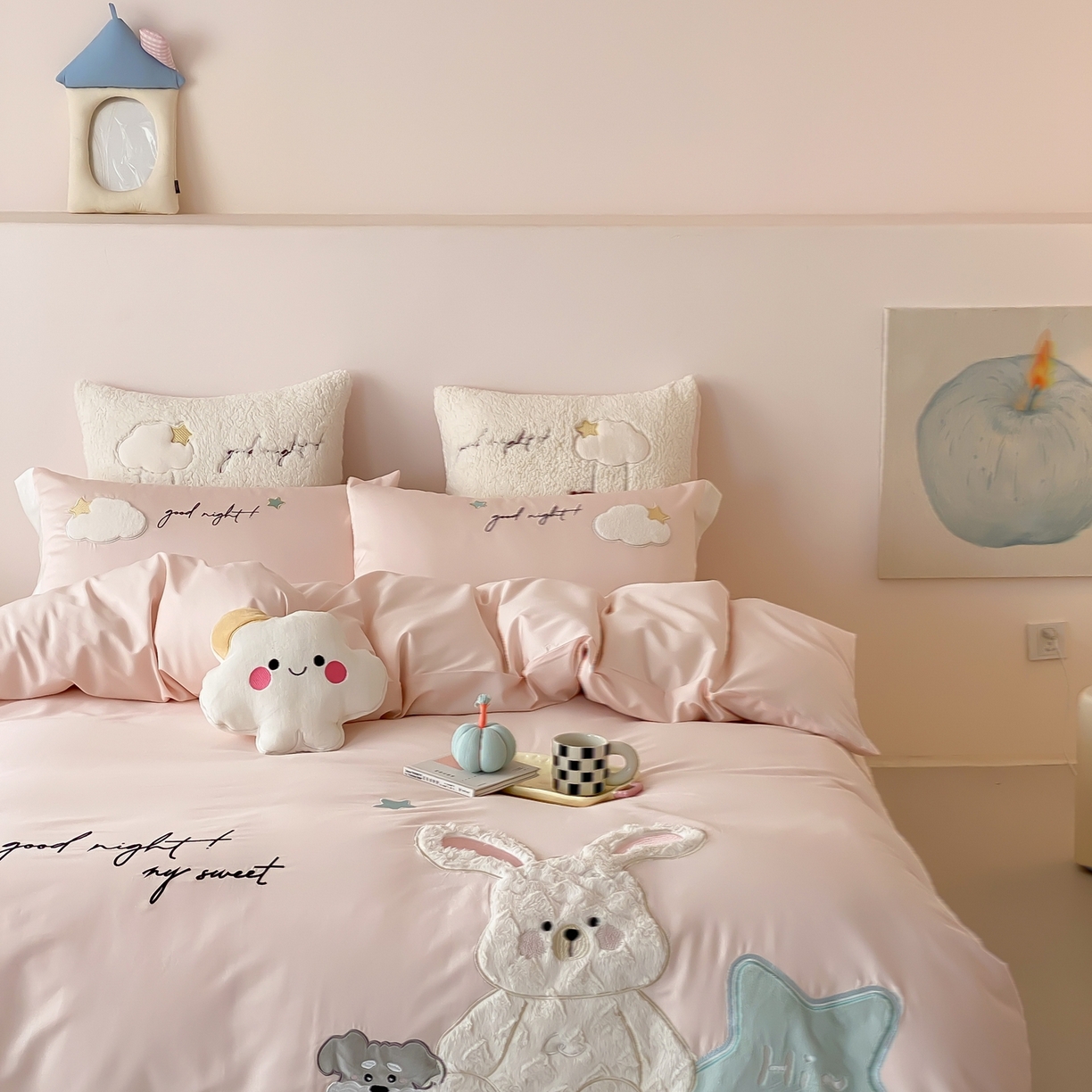 91家纺网 家纺一手货源 找家纺 （总）星野 2026新款100支双股澳棉全棉纯棉四件套-星月兔