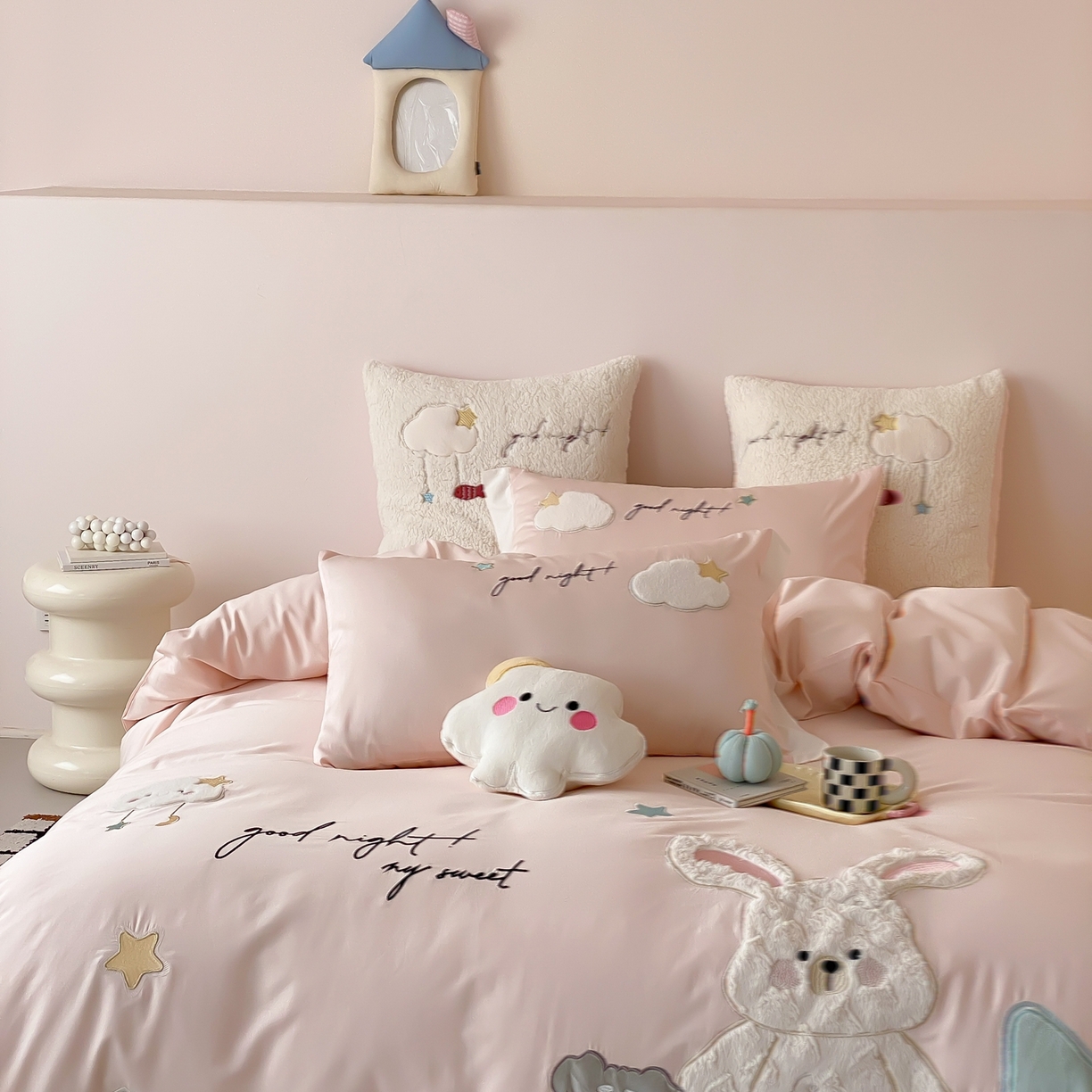 91家纺网 家纺一手货源 找家纺 （总）星野 2026新款100支双股澳棉全棉纯棉四件套-星月兔