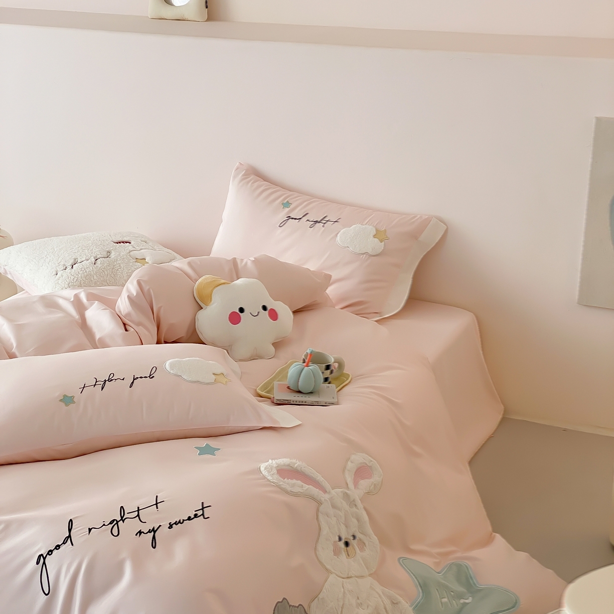 91家纺网 家纺一手货源 找家纺 （总）星野 2026新款100支双股澳棉全棉纯棉四件套-星月兔