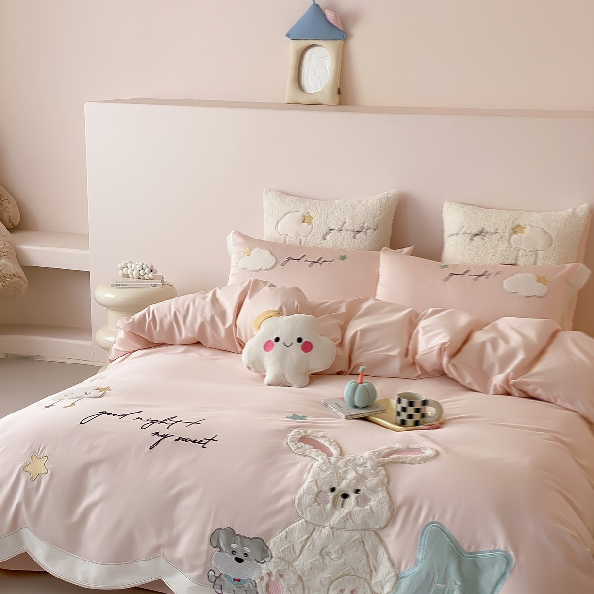 91家纺网 家纺一手货源 找家纺 （总）星野 2026新款100支双股澳棉全棉纯棉四件套-星月兔