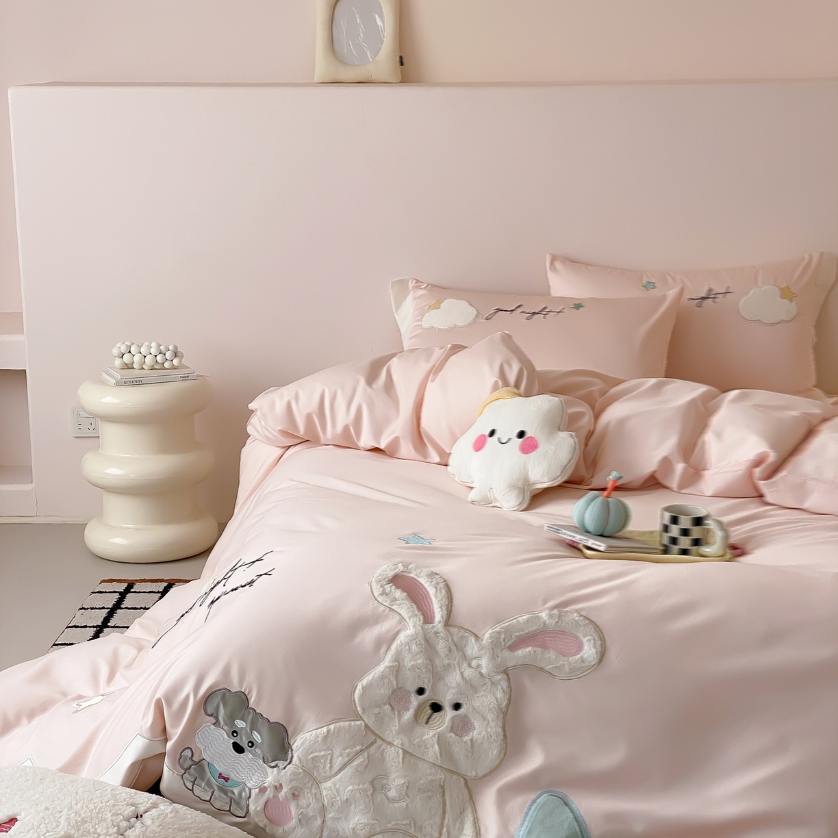 91家纺网 家纺一手货源 找家纺 （总）星野 2026新款100支双股澳棉全棉纯棉四件套-星月兔