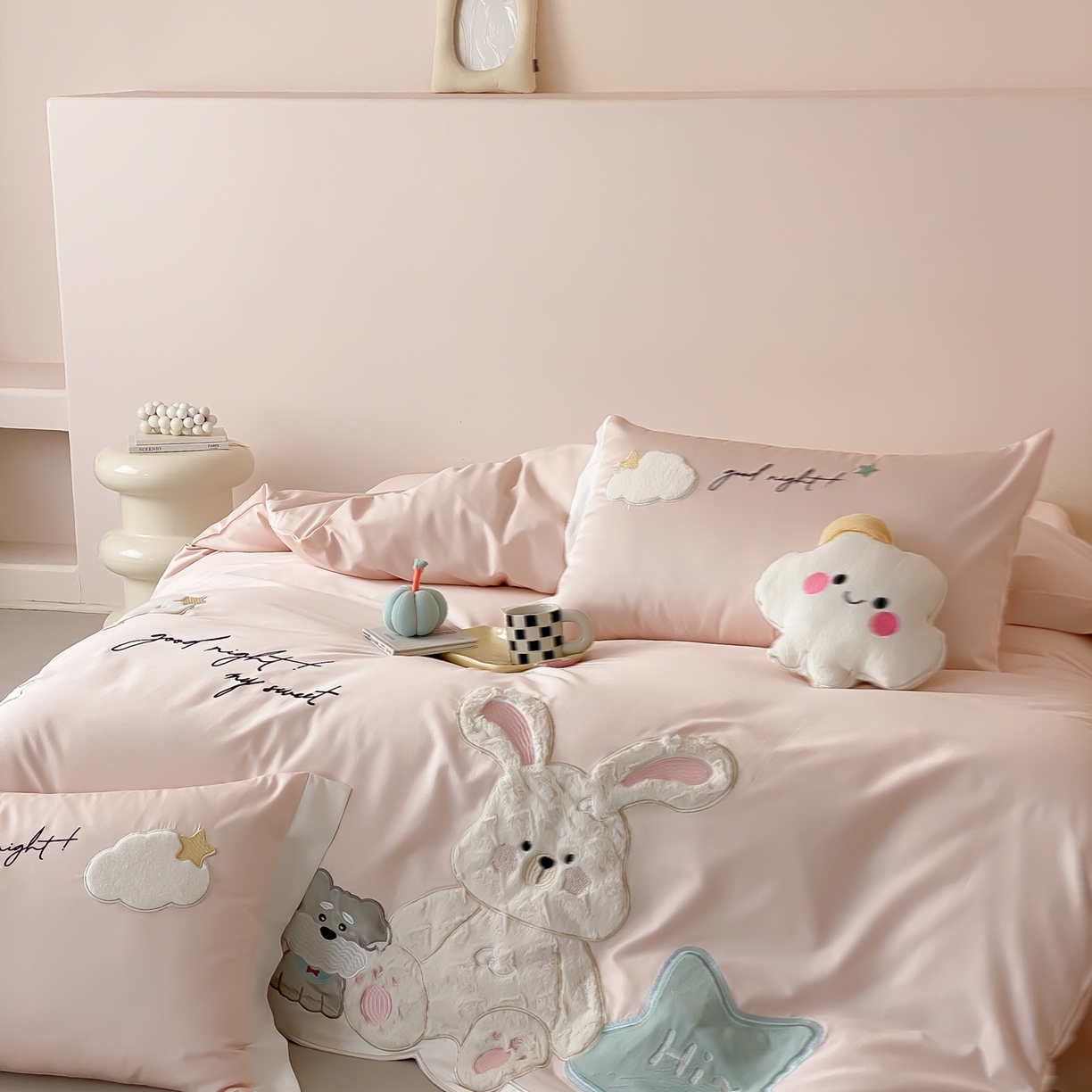 91家纺网 家纺一手货源 找家纺 （总）星野 2026新款100支双股澳棉全棉纯棉四件套-星月兔