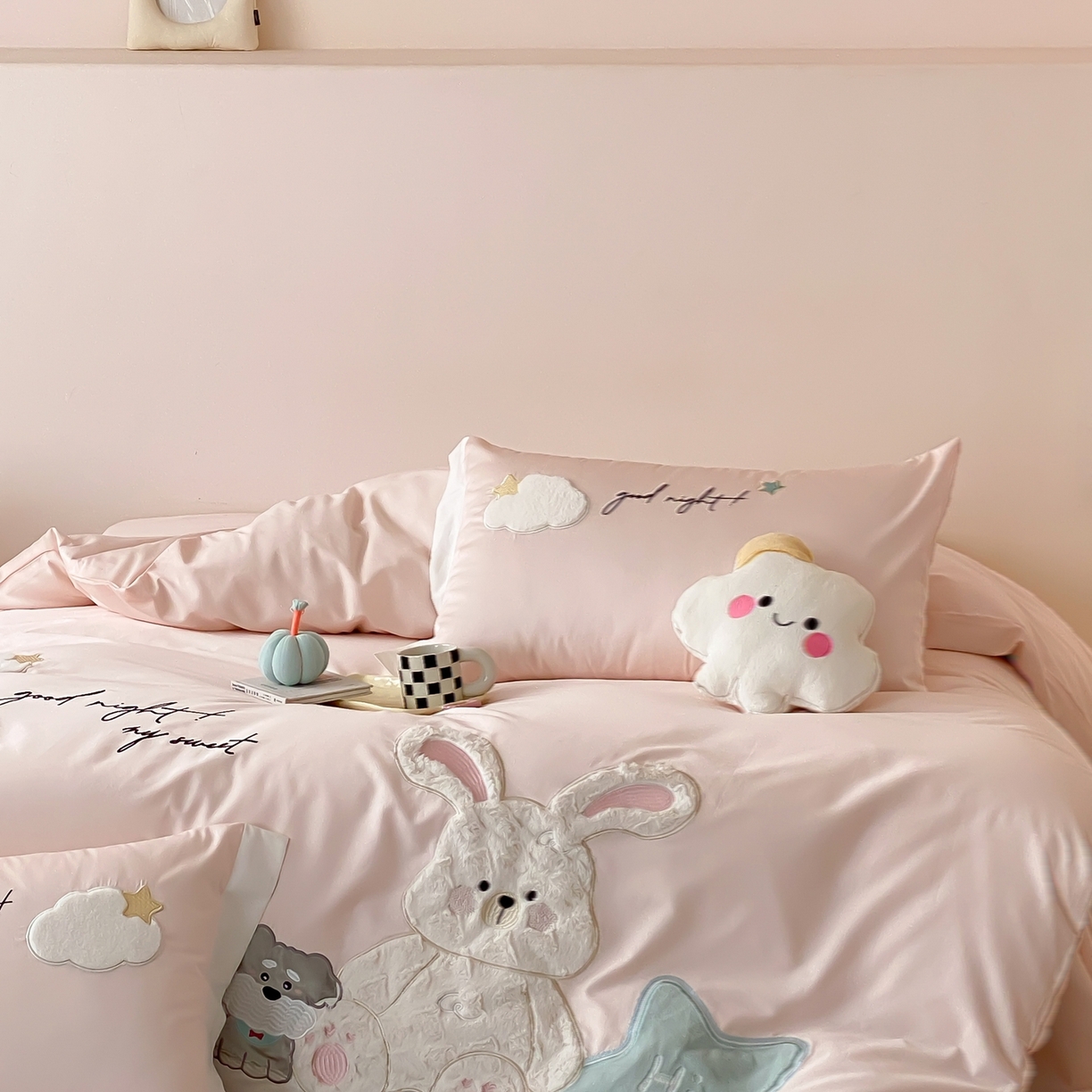 91家纺网 家纺一手货源 找家纺 （总）星野 2026新款100支双股澳棉全棉纯棉四件套-星月兔