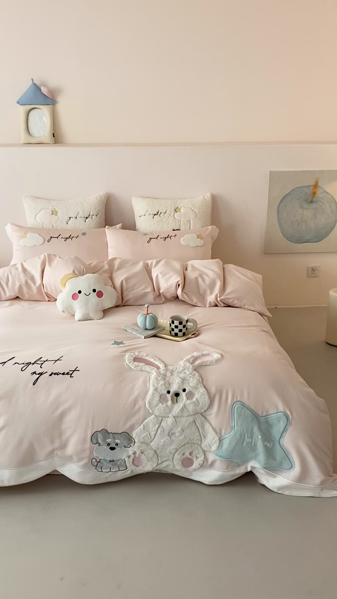 91家纺网 家纺一手货源 找家纺 （总）星野 2026新款100支双股澳棉全棉纯棉四件套-星月兔