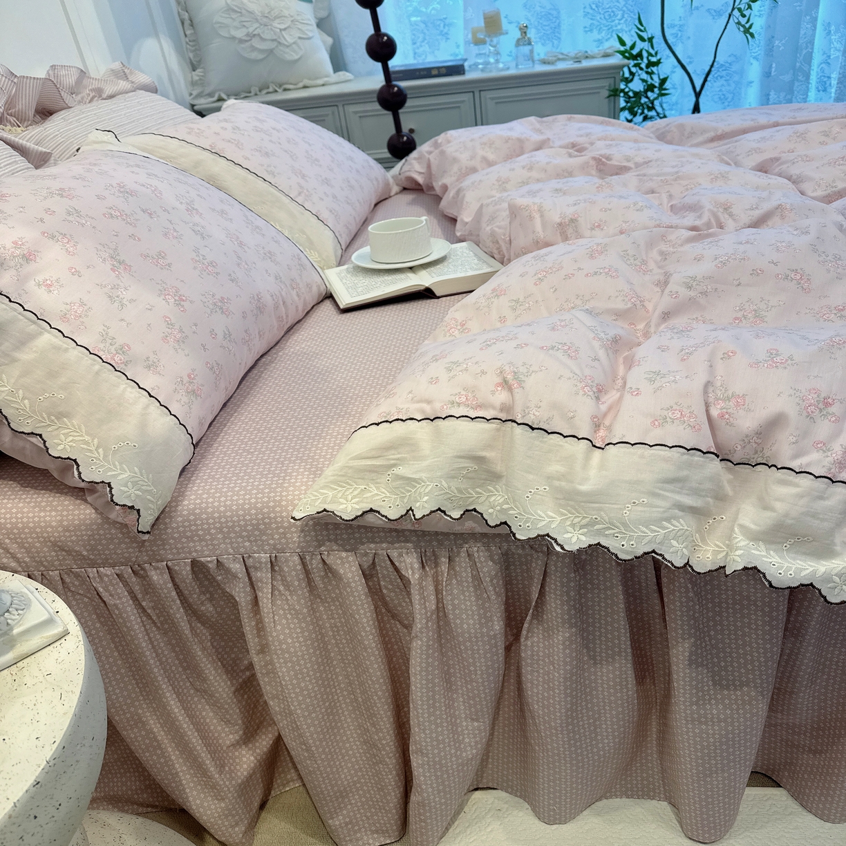 91家纺网 家纺一手货源 找家纺 （总）菊上家纺 2026新款全棉复古小碎花花边款系列