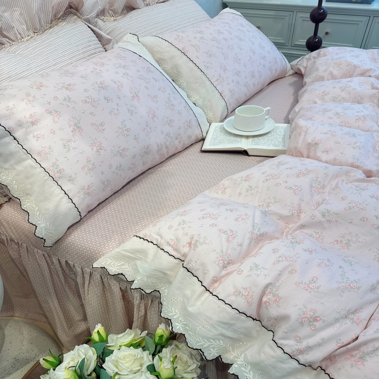 （总）菊上家纺 2026新款全棉复古小碎花花边款系列