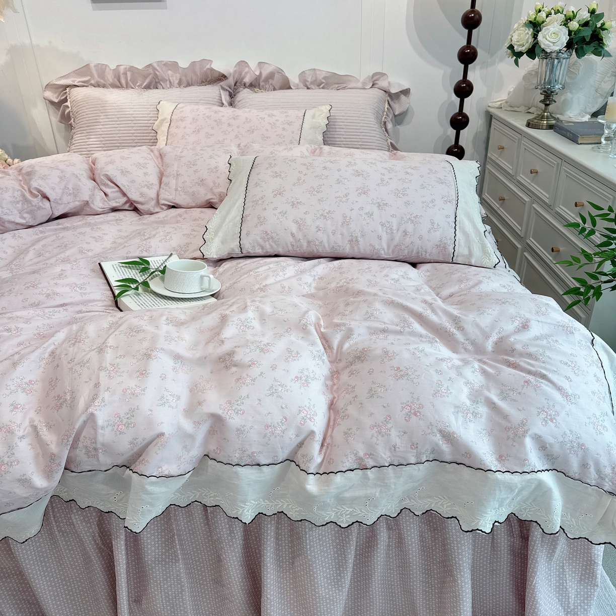 91家纺网 家纺一手货源 找家纺 （总）菊上家纺 2026新款全棉复古小碎花花边款系列