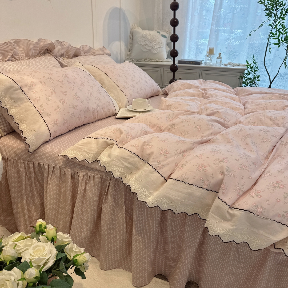 91家纺网 家纺一手货源 找家纺 （总）菊上家纺 2026新款全棉复古小碎花花边款系列