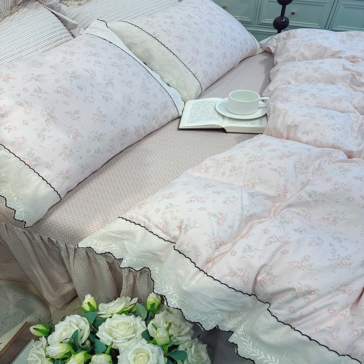 91家纺网 家纺一手货源 找家纺 （总）菊上家纺 2026新款全棉复古小碎花花边款系列