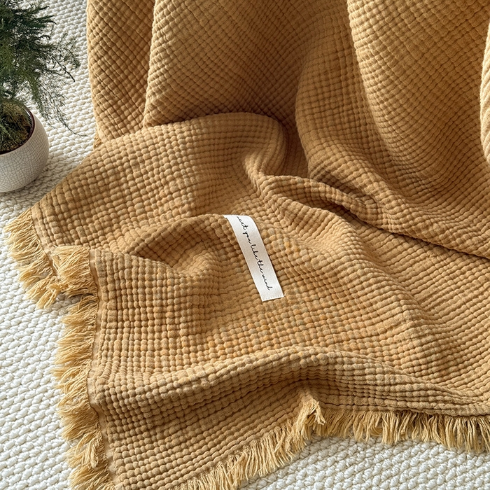 91家纺网 家纺一手货源 找家纺 Mr.pig猪先生水洗棉 2026新款全棉四层纱毯子（展示价格为控价，实际价格请联系客服） 豆蔻