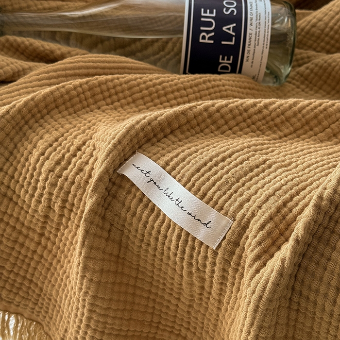 91家纺网 家纺一手货源 找家纺 Mr.pig猪先生水洗棉 2026新款全棉四层纱毯子（展示价格为控价，实际价格请联系客服） 豆蔻