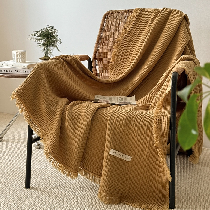 91家纺网 家纺一手货源 找家纺 Mr.pig猪先生水洗棉 2026新款全棉四层纱毯子（展示价格为控价，实际价格请联系客服） 豆蔻