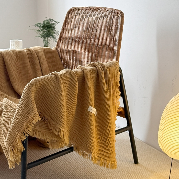 91家纺网 家纺一手货源 找家纺 Mr.pig猪先生水洗棉 2026新款全棉四层纱毯子（展示价格为控价，实际价格请联系客服） 豆蔻