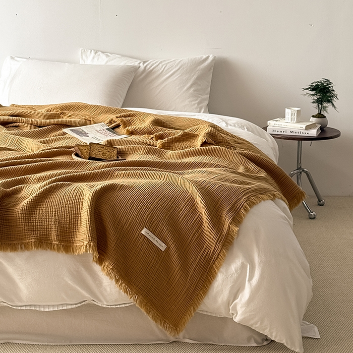 91家纺网 家纺一手货源 找家纺 Mr.pig猪先生水洗棉 2026新款全棉四层纱毯子（展示价格为控价，实际价格请联系客服） 豆蔻