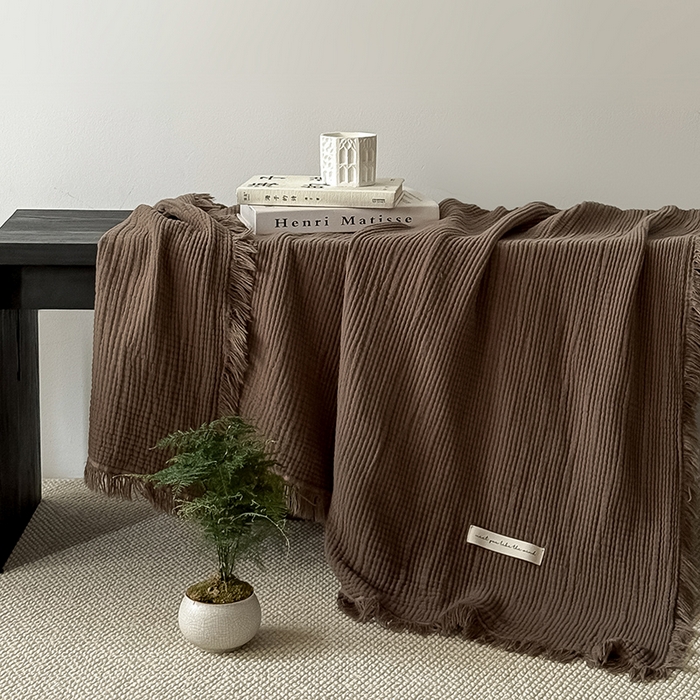 91家纺网 家纺一手货源 找家纺 Mr.pig猪先生水洗棉 2026新款全棉四层纱毯子（展示价格为控价，实际价格请联系客服） 黑菱