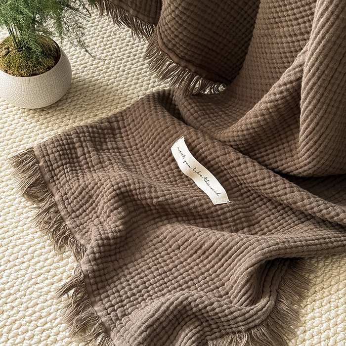 91家纺网 家纺一手货源 找家纺 Mr.pig猪先生水洗棉 2026新款全棉四层纱毯子（展示价格为控价，实际价格请联系客服） 黑菱