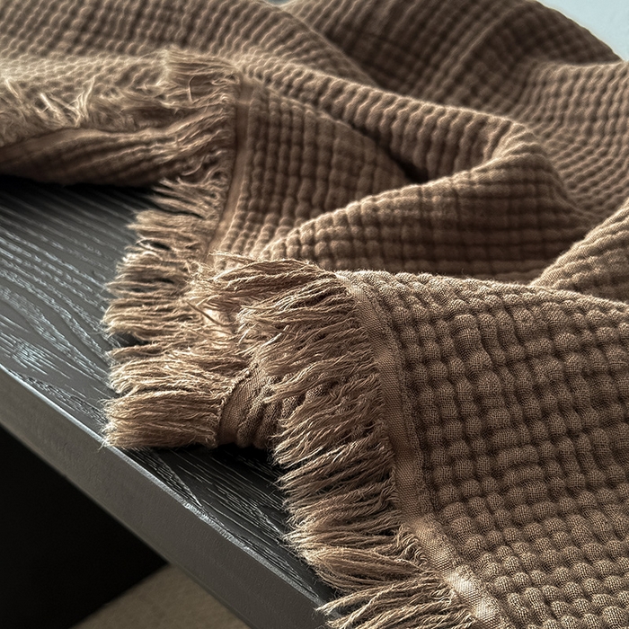 91家纺网 家纺一手货源 找家纺 Mr.pig猪先生水洗棉 2026新款全棉四层纱毯子（展示价格为控价，实际价格请联系客服） 黑菱