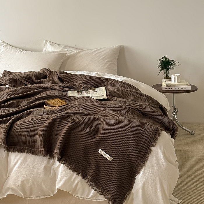 91家纺网 家纺一手货源 找家纺 Mr.pig猪先生水洗棉 2026新款全棉四层纱毯子（展示价格为控价，实际价格请联系客服） 黑菱