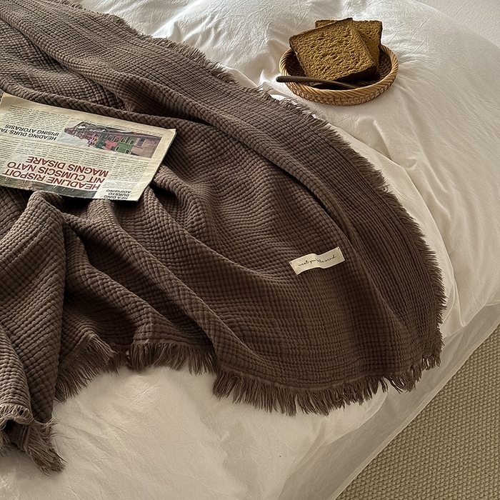 91家纺网 家纺一手货源 找家纺 Mr.pig猪先生水洗棉 2026新款全棉四层纱毯子（展示价格为控价，实际价格请联系客服） 黑菱