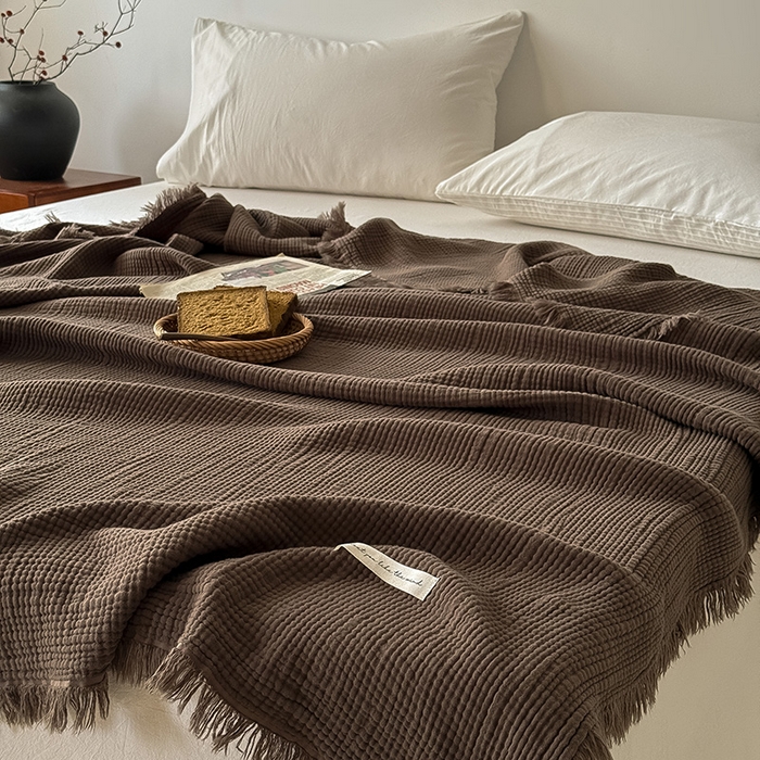 91家纺网 家纺一手货源 找家纺 Mr.pig猪先生水洗棉 2026新款全棉四层纱毯子（展示价格为控价，实际价格请联系客服） 黑菱