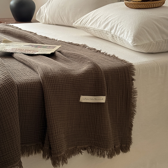 91家纺网 家纺一手货源 找家纺 Mr.pig猪先生水洗棉 2026新款全棉四层纱毯子（展示价格为控价，实际价格请联系客服） 黑菱