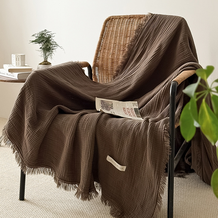 91家纺网 家纺一手货源 找家纺 Mr.pig猪先生水洗棉 2026新款全棉四层纱毯子（展示价格为控价，实际价格请联系客服） 黑菱