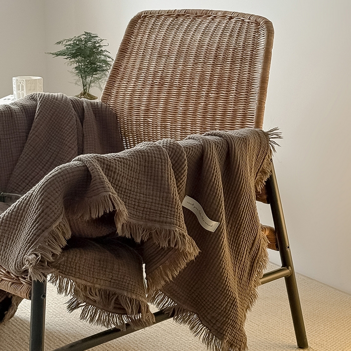 91家纺网 家纺一手货源 找家纺 Mr.pig猪先生水洗棉 2026新款全棉四层纱毯子（展示价格为控价，实际价格请联系客服） 黑菱