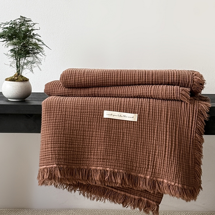 Mr.pig猪先生水洗棉 2026新款全棉四层纱毯子（展示价格为控价，实际价格请联系客服） 山核桃