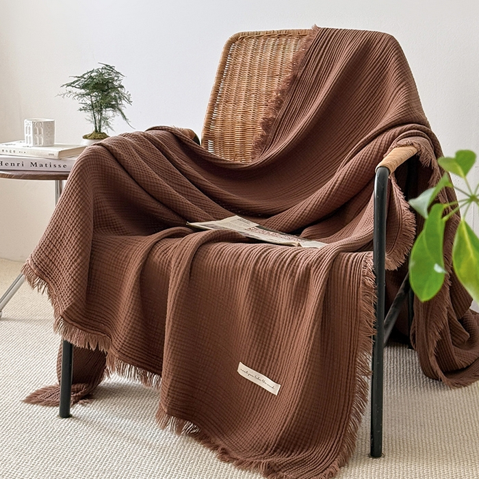 91家纺网 家纺一手货源 找家纺 Mr.pig猪先生水洗棉 2026新款全棉四层纱毯子（展示价格为控价，实际价格请联系客服） 山核桃