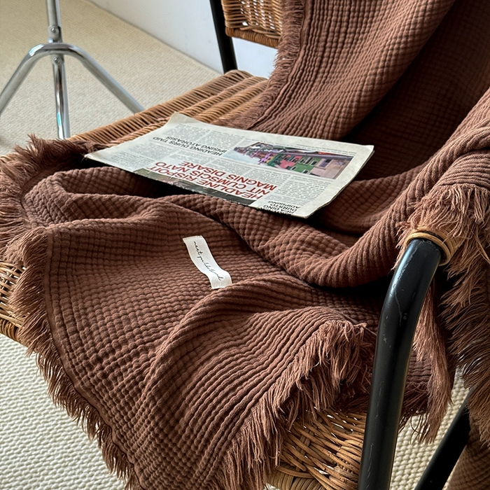 91家纺网 家纺一手货源 找家纺 Mr.pig猪先生水洗棉 2026新款全棉四层纱毯子（展示价格为控价，实际价格请联系客服） 山核桃