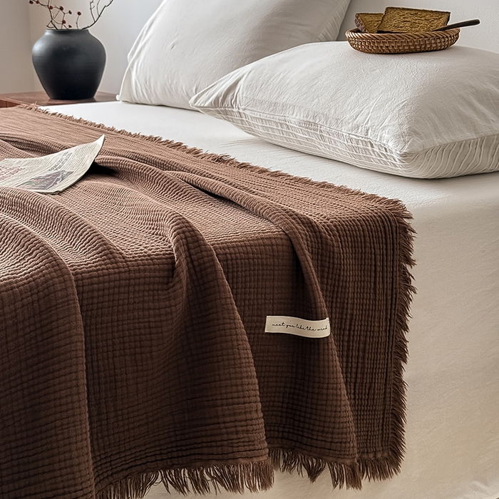 91家纺网 家纺一手货源 找家纺 Mr.pig猪先生水洗棉 2026新款全棉四层纱毯子（展示价格为控价，实际价格请联系客服） 山核桃